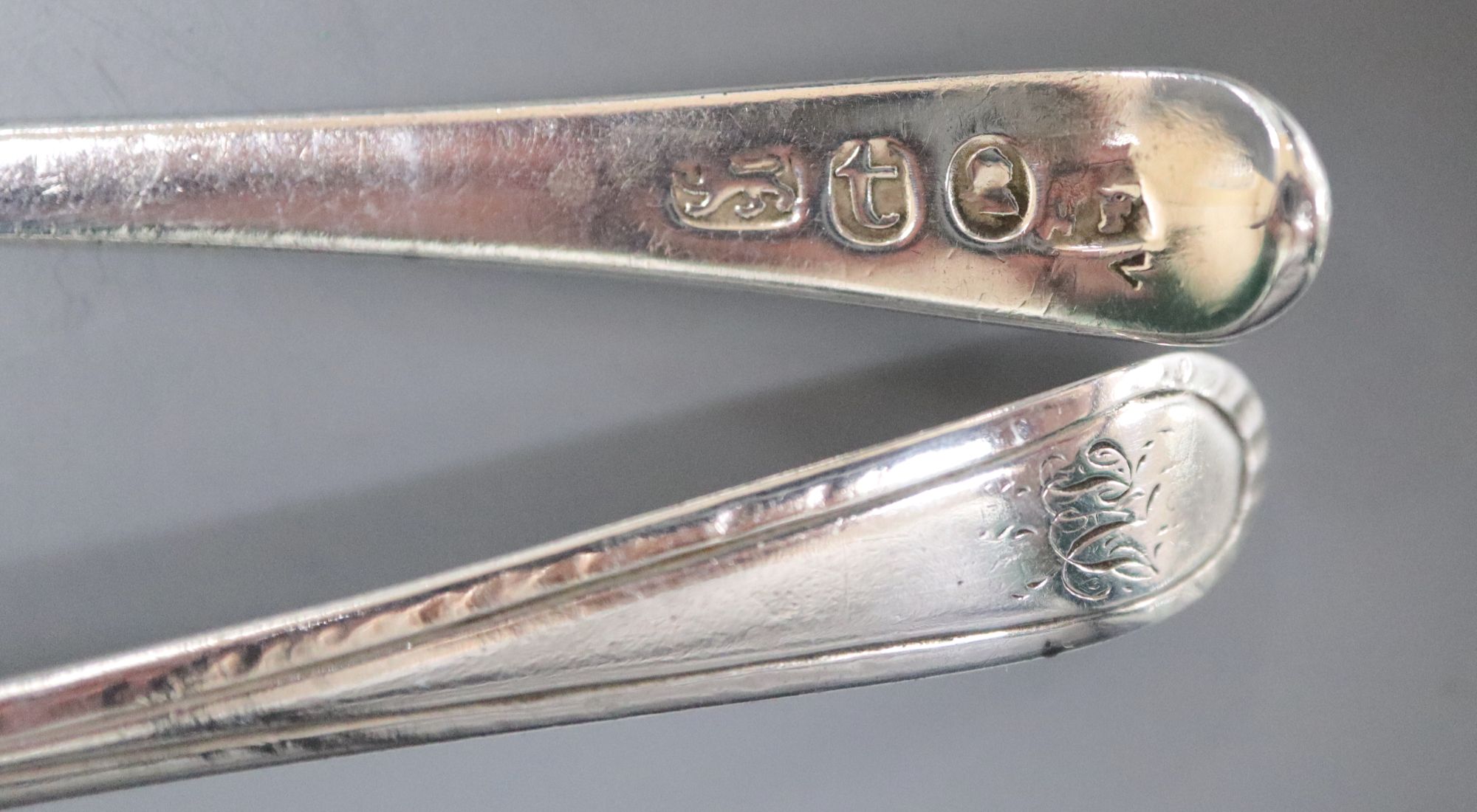 A pair of George III pierced silver oval salts, Robert Hennell I, London, 1773, 81mm and a pair of associated spoons,